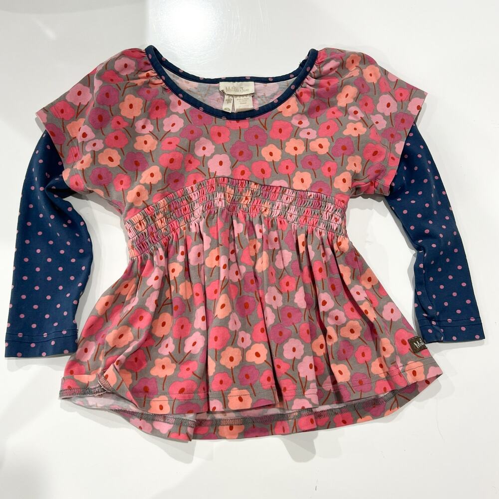 Matilda Jane Girls Long Sleeve Floral Shirt 2 Peplum Pink Floral Top Layered